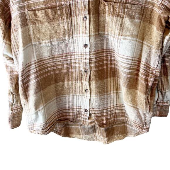 MADEWELL Slub Flannel Plaid Sunday Shirt in Earthen Sand sz S - Picture 4 of 7